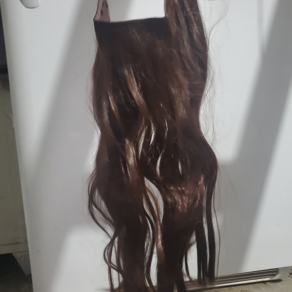 Brown Synthetic 24in Halo hair extension